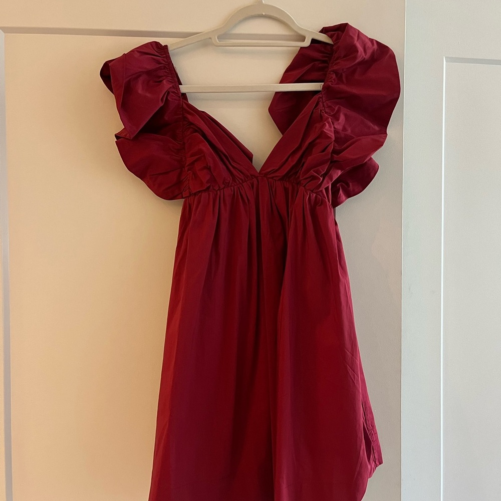 Day + Moon short, backless mini dress! Size XS- color: garnet; Never Worn!!